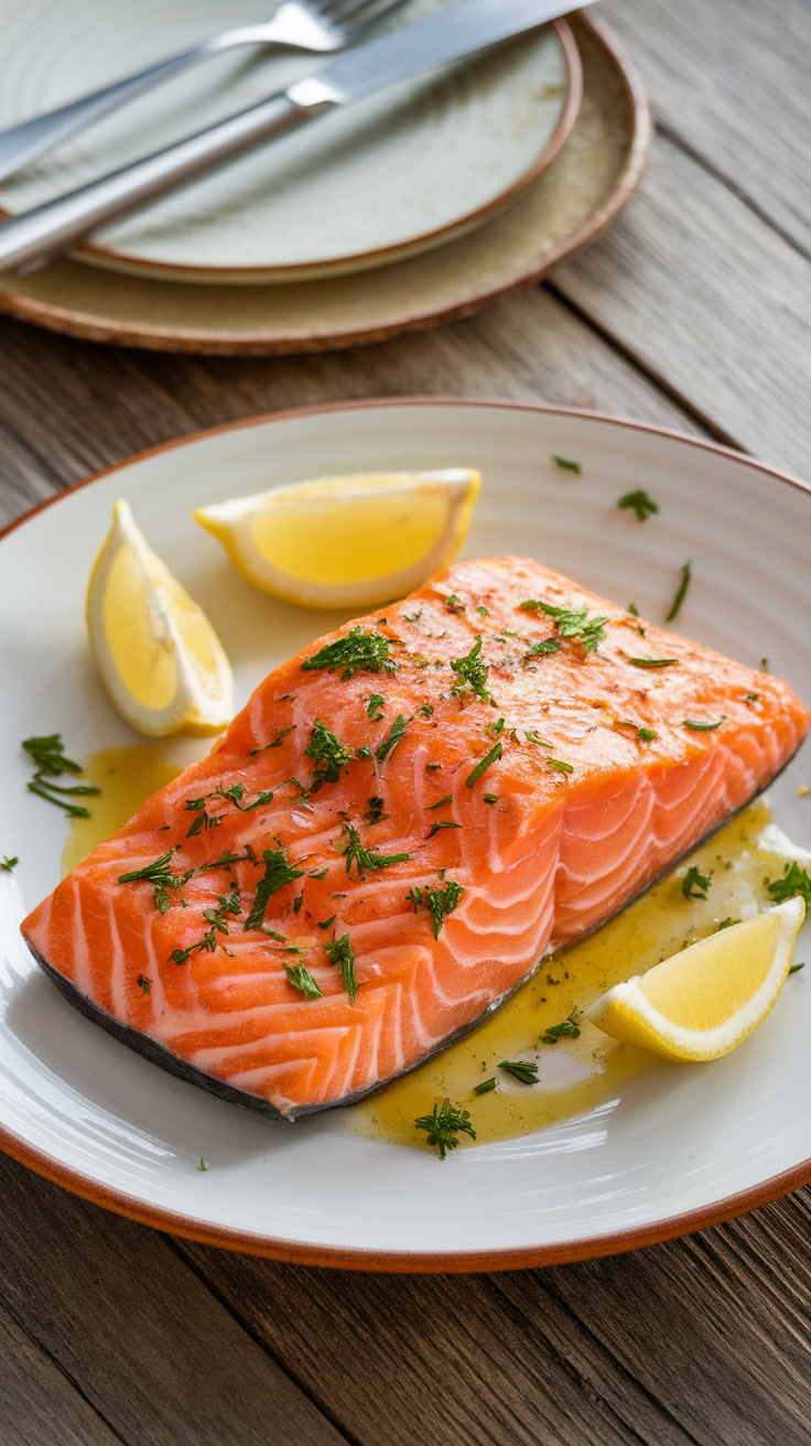 healthy salmon with anchovy garlic butter